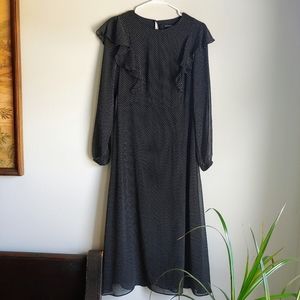 Who What Wear long sleeve polka dot dress size XS